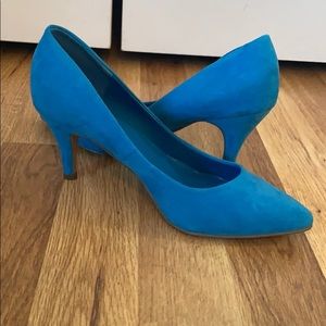 Blue suede heels